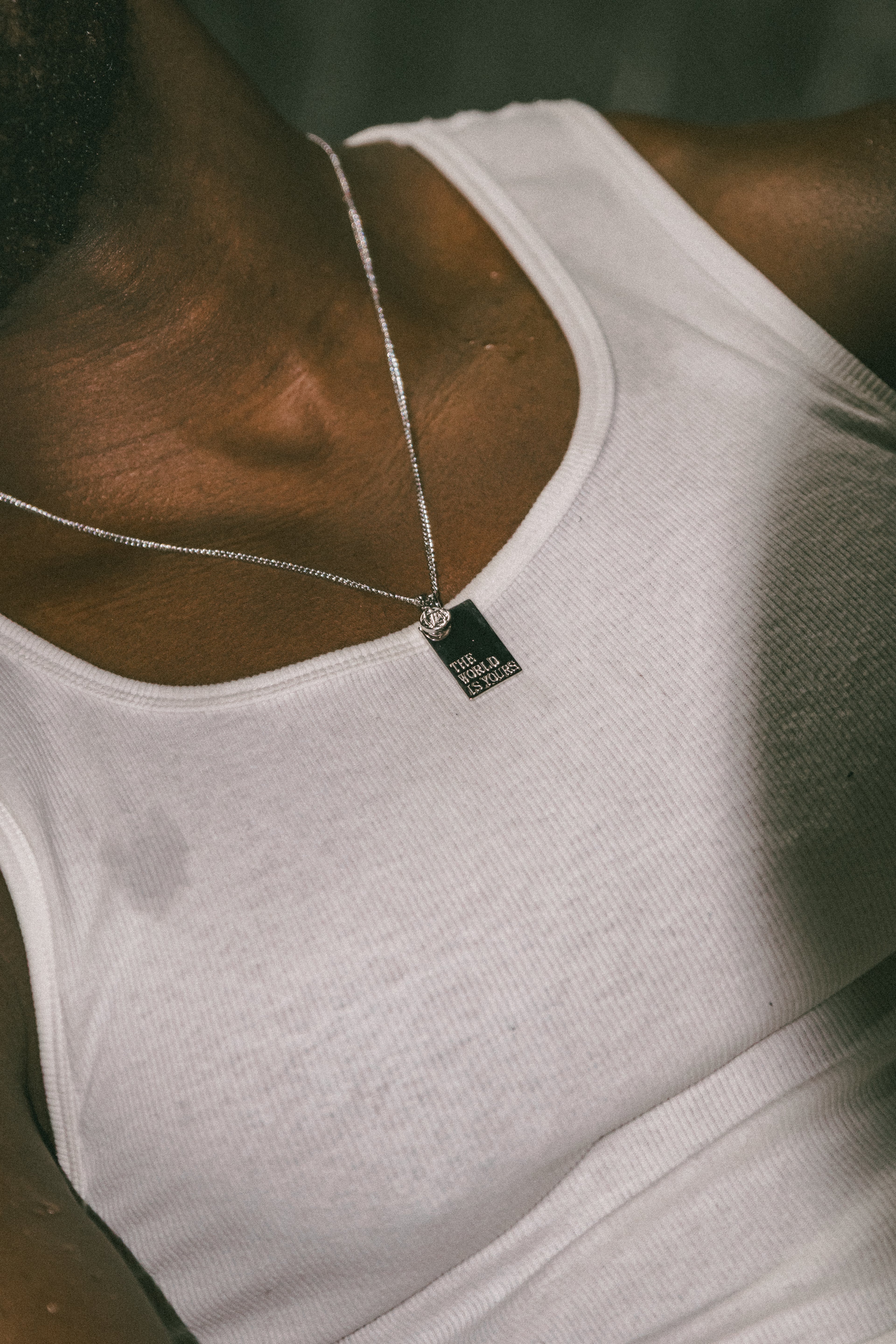 mens sterling silver world pendant necklace